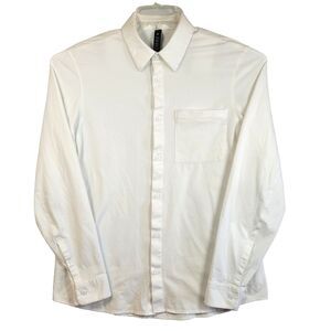 Lululemon Commission Shirt Mens Medium Long Sleeve Button Up White Cotton